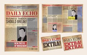 (of or relating to) a type of popular newspaper with small pages that has many pictures and…. Vector Old Daily Newspaper Template Tabloid Layout Posting Reportage Stock Vector Illustration Of Editorial Element 93074985