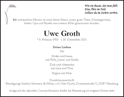 Traueranzeigen von Uwe Groth