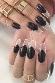 Clear Transparent Black White Outline Nails Design Nailart Glass Nails Transparent Nails Coffin Nails Designs