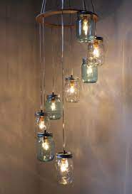 Waterfall Splash Mason Jar Chandelier Handcrafted Hanging Etsy Mason Jar Chandelier Jar Chandelier Mason Jar Lighting