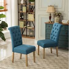 Roundhill Furniture Habit Solid Wood Tufted Parsons Dining Chair Tan Set Of 2 Walmart Com Dining Chairs Parsons Dining Chairs Upholstered Dining Chairs