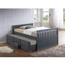 Some beds feature refined, carved finials and classic, curved elements. Broyhill Kids Marco Island Full Captains Bed With Twin Trundle And Storage Drawer Gray Walmart Com Walmart Com