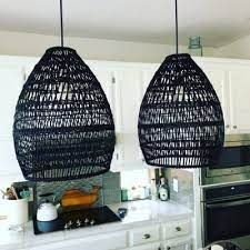19.75 6' chain + 10' cord; Black Woven Bamboo Pendant Lamp World Market Pendant Lamp Wicker Pendant Light Bamboo Pendant Light