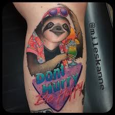 Lookin To Break The Internet With This One Did This Party Sloth On J9tattoos Hands Down One Of My All Time Favorite Sloth Tattoo Incredible Tattoos Tattoos
