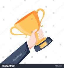 Winning Cup In Hand Symbol Of Success Winning Championship Gold Trophy Award Bowl Vector Illustration Fl Vector Illustration White Background Flat Design