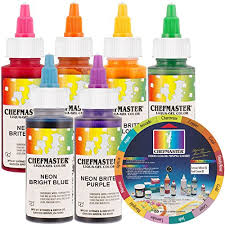 Chefmaster By Us Cake Supply Liqua Gel 2 3 Ounce Neon Cake Decorating 6 Color Kit