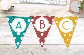 It includes a few characters and a heart too! Free Printable Colorful Polka Dot Banner Letters World Of Printables