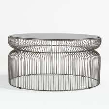 Small areas of scratching to the. Spoke Smoke Glass Graphite Metal Coffee Table Crate And Barrel Uae