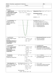 Kann Liste Quadratische Funktionen Unterrichtsmaterial Im Fach Mathematik In 2020 Quadratische Funktion Mathematik Quadrat