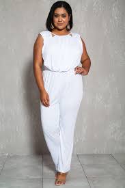 Women's plus size sleeveless long pants jumpsuit with chiffon overlay. Plus White Jumpsuit Buy Clothes Shoes Online