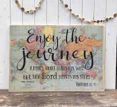 Large Wood Sign With Scripture Enjoy The Journey Quote Etsy Map Crafts Bible Verse Signs Vintage Map