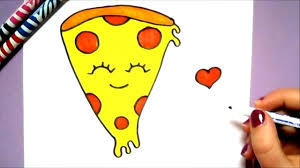 How To Draw A Cute Pizza Super Easy Youtube Kawaii Art Cute Drawings Happy Drawing