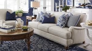 Essex Sofa Nailhead Trim Blue Toss Pillows Love It Blue Living Room Living Room Pillows Beige Living Rooms