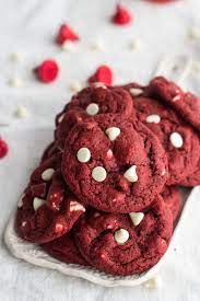 Red Velvet White Chocolate Chip Cookies Recipe White Chocolate Chip Cookies Cookies Recipes Chocolate Chip Food