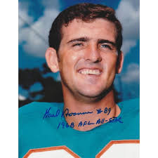 KARL NOONAN MIAMI DOLPHINS 1968 AFL ALL-STAR ACTION SIGNED 8x10