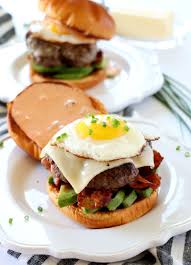 Brunch Burger With Avocado Bacon And A Fried Egg Brunch Burger Breakfast Burger Delicious Sandwiches