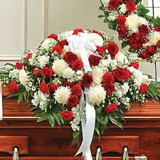 It's important to remember that larger floral tributes. Cherished Memories Half Casket Cover Red White Plantshed Com