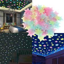 100 x glow in the dark stars wall sticker kid nursery bedroom room ceiling decor. Liuchao Luminous Star Wall Stickers Wall Star Sticker Luminous Fluorescent 3d Wall Stickers Kids Bedroom Ceiling Home Glow In The Dark Star Wall Stickers Buy Online In Angola At Angola Desertcart Com Productid