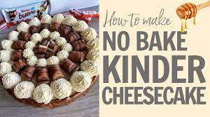 How To Make A No Bake Kinder Cheesecake 1 Minute Recipe Youtube In 2021 Kinder Cheesecake Cheesecake Kind Bars