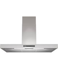 The discharge goes up thru the attic space & vents out the roof. Siemens Lc94ba521b Wall Mounted Cooker Hood