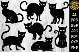 Download free svg icons and use them in your projects. Halloween Cat Silhouette Clipart Set Graphic By V Design Creator Creative Fabrica