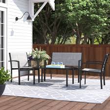 Costway 3pcs patio rattan furniture set table & chairs set with coushions outdoor. Black Metal Patio Conversation Sets You Ll Love In 2021 Wayfair