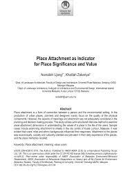 Definition from wiktionary, the free dictionary. Pdf Place Attachment As Indicator For Place Significance And Value