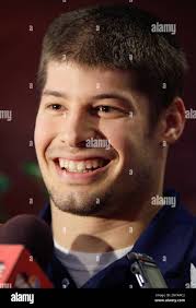 Penn State linebacker Josh Hull talks to media during Rose Bowl media day  at Penn State in State College, Pa., Friday, Dec. 12, 2008. (AP  Photo/Carolyn Kaster Stock Photo