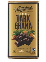 Yep, that's what that 72% number means.) while anything greater than 70% cocoa is high enough in the good stuff to be considered dark chocolate, . 72 Dark Ghana Whittaker S