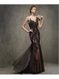 Long Black Illusion Neckline Lace Mermaid Prom Evening Dresses 2103020 Mermaid Evening Dresses Cocktail Dress Lace Black Lace Cocktail Dress
