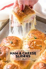 Ham And Cheese Sliders With Garlic Butter Yellowblissroad Com Recipe Sliders Recipes Hawaiian Rolls Ham And Cheese Sliders Hawaiian Slider Recipes