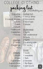 Collegeready College Packing Lists College Outfits College Packing