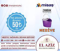 El Aziz Hali Yikama Fabrikasi Elazig Hali Yikatma Ucretiniz 50 Tl Ise Misas Card Sahiplerine Zambak Temizlik Kovasi Hediye Hem Ozon Teknolojisiyle Saglikli Bir Sekilde Halilarinizi Yikatin Hem De Hediyenizi Cekilissiz