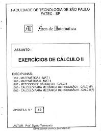 The são paulo state faculty of technology or fatecs (portuguese: Capa Da Apostila Da Disciplina De Calculo Ii Impressa Na Grafica Da Download Scientific Diagram
