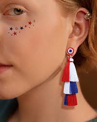 Star Clip On Earrings American Flag Earrings Beaded 4th Of July Patriotic  Earrings For Women Handmade 4th Of July Earrings