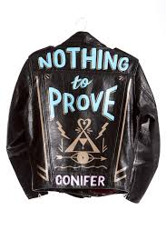 Thomaswalkphotography Custom Painted Ornamental Conifer Jacket Veste En Cuir Peindre Du Cuir Veste En Cuir Pour Homme