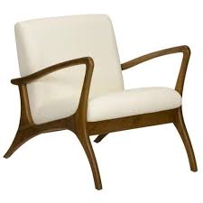 Bella Mid Century Modern White Upholstered Brown Wood Arm Chair In 2020 Lounge Chair Outdoor Furniture Furniture Chair