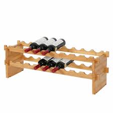 Check spelling or type a new query. 2 Tier 18 Bottle Wine Rack Storage Containers Bamboo Holder Easy Assembly Bar