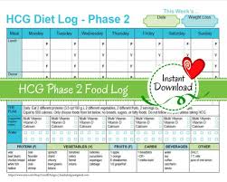 hcg weekly phase 2 food tracker weight loss journal diet log weight loss diary diet log phase 2 food list vlcd dr simeons