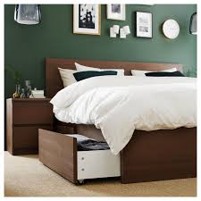 Malm High Bed Frame 4 Storage Boxes Brown Stained Ash Veneer Ikea High Bed Frame Malm Bed Frame Malm Bed
