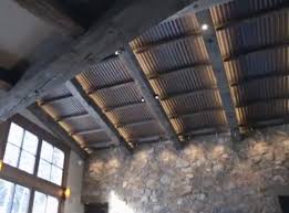 Corrugated Metal Ceiling Wood Beams Great Accent Lighting Rustic Ceiling Lights Ceiling Light Design Rustic Ceiling