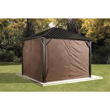 This gives you the length of the curtain panels you need if you're considering tab pocket panels. Sojag Privacy Curtains For Dakota 10 Ft X 12 Ft Sun Shelter Brown 135 9163872 Rona