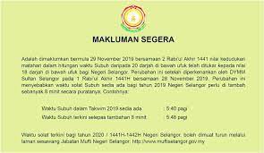 Waktu solat adalah piawai bagi masyarakat muslim seluruh dunia. Pemakluman Perubahan Waktu Solat Subuh Masjid Al Quddus Facebook