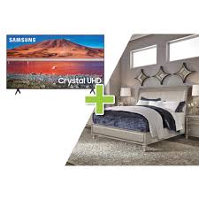 Finding the bedroom set for your style and space. Rent To Own Riversedge Furniture 7 Piece Glam Queen Bedroom W Samsung 50 Class 4k Uhd Smart Tv At Aaron S Today