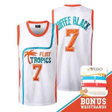 Coffee Black 7 Flint Tropics Semi Pro Movie Aflgo Black 7 Basketball Jersey White Jersey