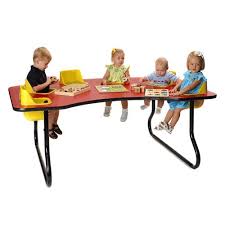 Baby Toddler Six Seat Table Set High Chairs Feeding Toddler Table Table Activities For Toddlers Daycare Furniture