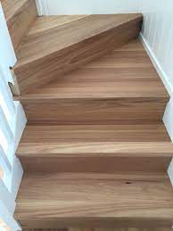 Hand Made Timber Stair Nosing S From Single Strip Floating Floor Boards To Match The New Flooring Complete Flooring Syste Timber Stair Floating Floor Flooring