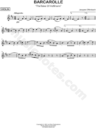 4,582 views, added to favorites 10 times. Jacques Offenbach Barcarolle Main Theme Sheet Music Violin Solo In D Major Download Print Sku Mn0156012