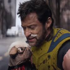 Deadpool Logan Holds Up Dog