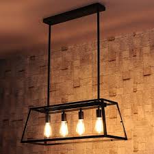 Maure Industrial Loft 4 Light Kitchen Island Pendant Chandelier Pendant Lights Iluminacao Para Ilha De Cozinha Lustre Retangular Iluminacao Da Sala De Jantar